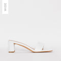 Ruhani Wide Fit White Snake Print Block Mid Heel Mules