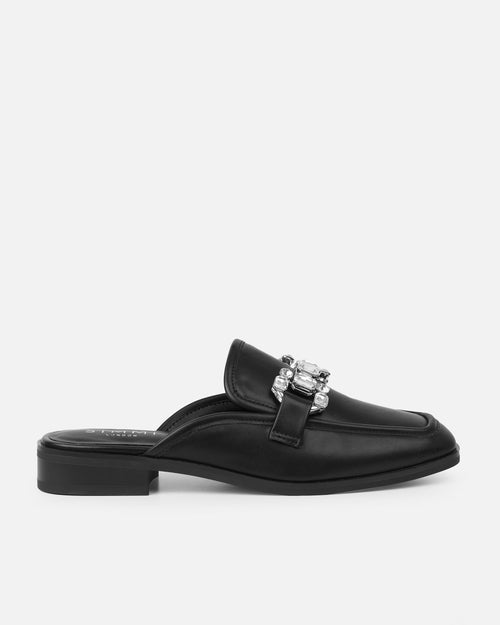 Xanthe Black Diamanté Slip On Mules