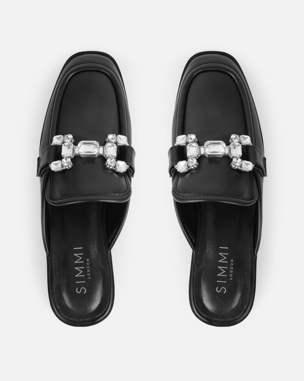 Xanthe Black Diamanté Slip On Mules