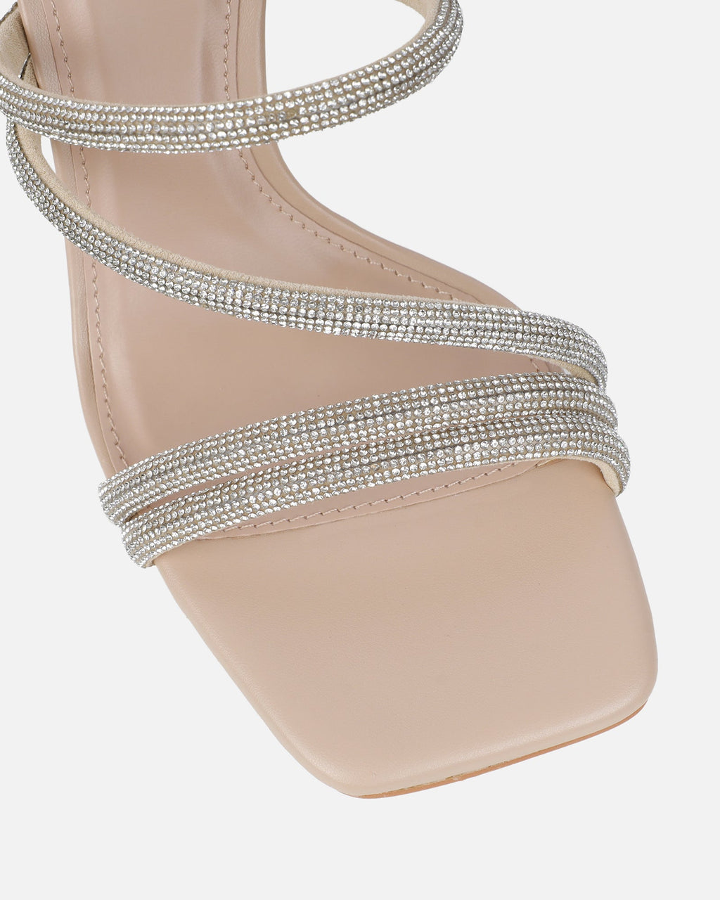 Zita Nude Diamante Mid Heeled Mules